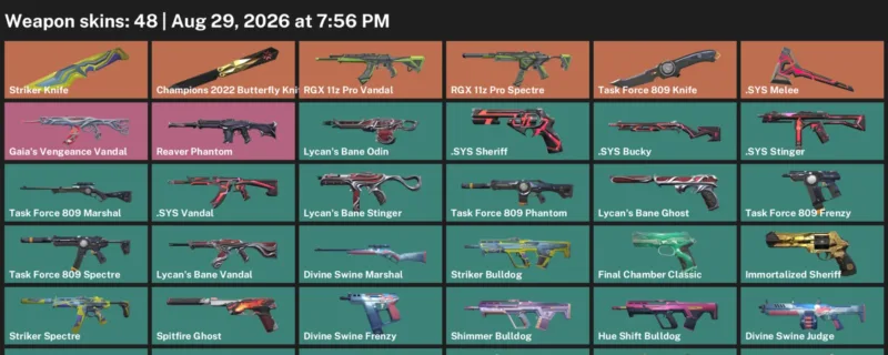 Valorant account inventory for LVL 120 · Champions 2022 Butterfly Knife & Striker Knife