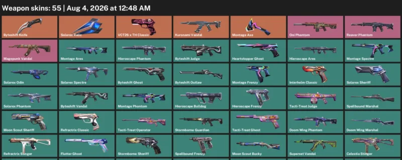 Valorant account inventory for LVL 122 · Byteshift Knife & Byteshift Vandal