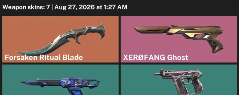 Valorant account inventory for LVL 11 · Forsaken Ritual Blade & XerØFang Ghost