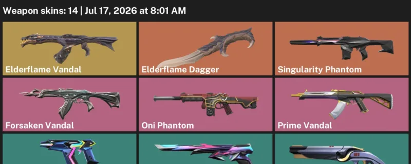 Valorant Accounts listing: LVL 163 · Elderflame Dagger · 14 Skins - Platinum 1, 14 skins