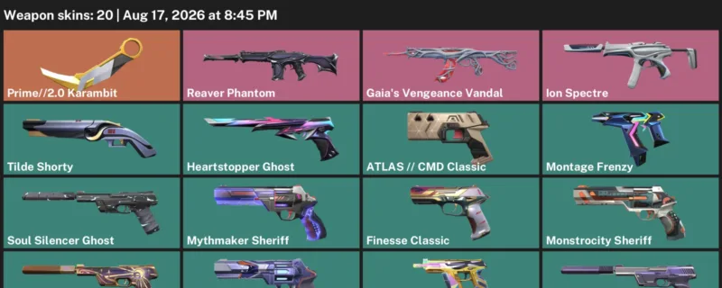 Valorant account inventory for LVL 265 · 2.0 Karambit & 20 Skins Prime