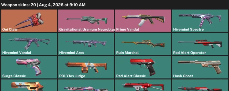 Valorant account inventory for LVL 40 · Hivemind Vandal & Oni Claw