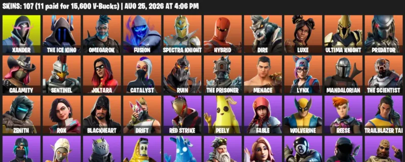 Fortnite account inventory for LVL 1472 - Xander - The Ice King - 107 Outfits