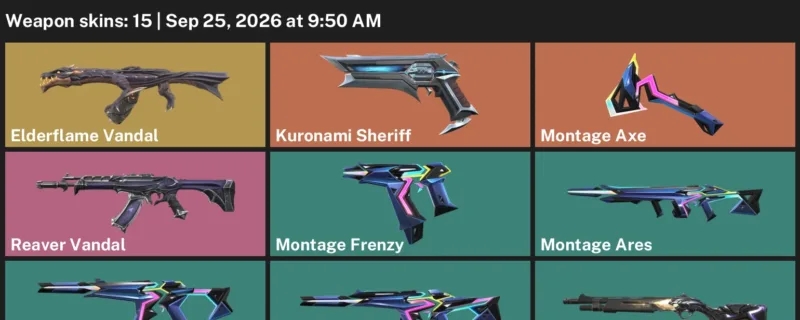 Valorant account inventory for LVL 66 · Elderflame Vandal & Kuronami Sheriff & Reaver Vandal