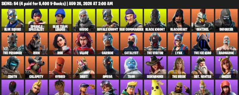 Fortnite account inventory for LVL 1167 - Blue Squire - Sparkle Specialist - 54 Outfits