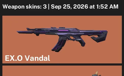 Valorant account inventory for LVL 31 · Nocturnum Scythe & EX.O Vandal