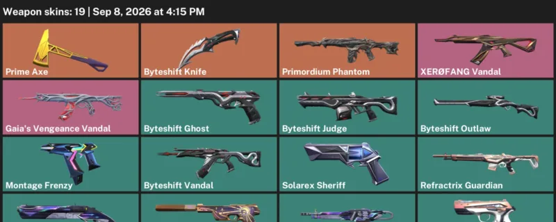 Valorant account inventory for LVL 84 · Byteshift Knife & Byteshift Vandal