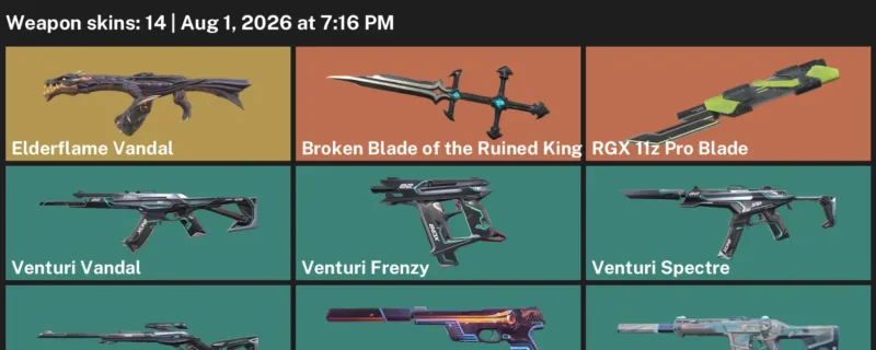 Valorant account inventory for LVL 27 · RGX 11z Pro Blade & Elderflame Vandal