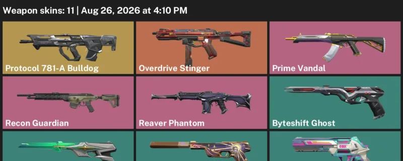 Valorant account inventory for LVL 117 · Reaver Phantom & Prime Vandal