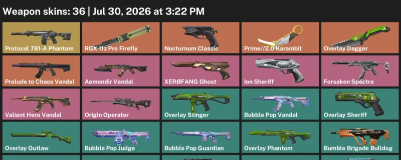 Valorant Accounts listing: LVL 84 · Overlay Dagger & Prime//2.0 Karambit · 36 Skins - Bronze 3, 36 skins