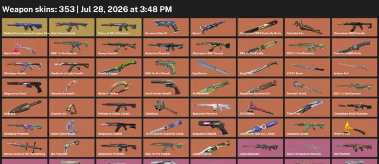Valorant Accounts listing: LVL 372 · .SYS Melee & Blade of Serket · 353 Skins - Diamond 1, 353 skins
