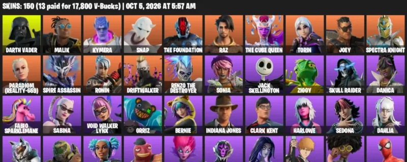 Fortnite account inventory for Darth Vader - Malik - 120 Outfits