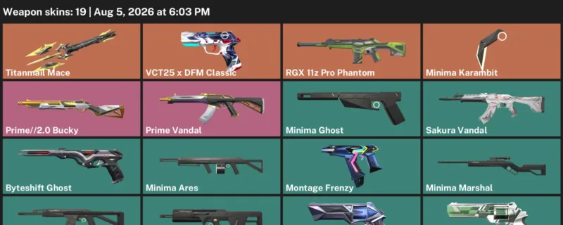 Valorant account inventory for LVL 95 · Minima Karambit & Convex Sheriff