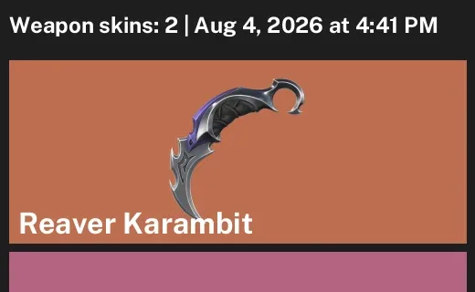 Valorant account inventory for LVL 39 · Reaver Karambit & Oni Phantom