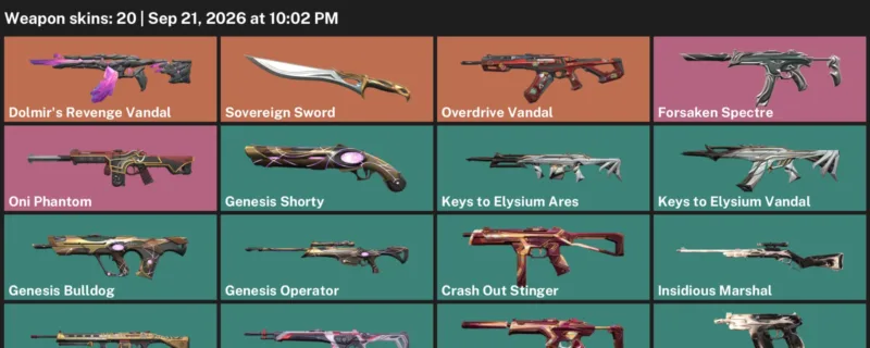 Valorant account inventory for LVL 33 · Dolmir's Revenge Vandal & Sovereign Sword