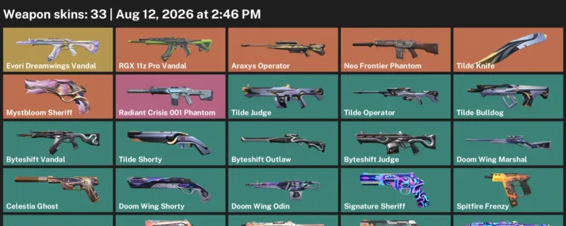 Valorant account inventory for LVL 113 · Araxys Operator & Tilde Knife