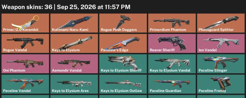 Valorant account inventory for LVL 85 · 2.0 Karambit & 36 Skins Prime