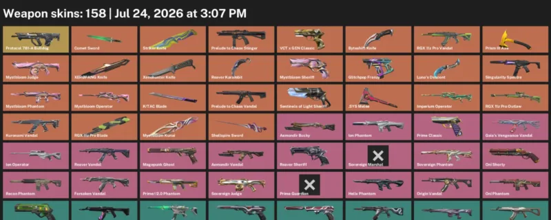 Valorant Accounts listing: LVL 396 · .SYS Melee & Byteshift Knife · 158 Skins - Platinum 3, 158 skins