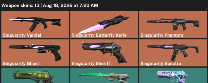 Valorant account inventory for LVL 170 · Singularity Butterfly Knife & Overlay Sheriff
