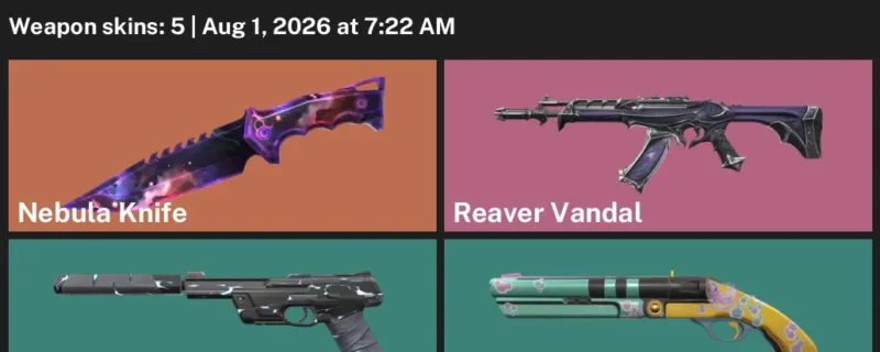 Valorant account inventory for LVL 55 · Reaver Vandal & Nebula Knife