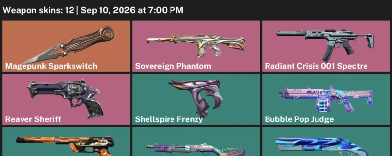 Valorant account inventory for LVL 15 · Magepunk Sparkswitch & Bubble Pop Judge
