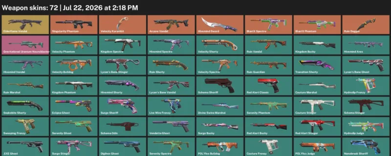 Valorant Accounts listing: LVL 198 · Hivemind Sword & Ruin Dagger · 72 Skins - Gold 3, 72 skins