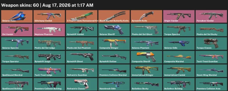 Valorant account inventory for LVL 100 · Byteshift Knife & Beta Remastered Knife