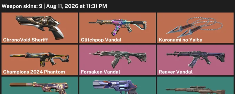 Valorant account inventory for LVL 80 · Champions 2024 Phantom & Glitchpop Vandal