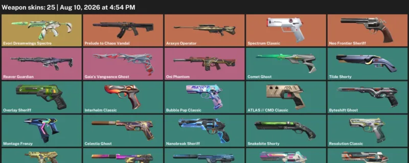 Valorant account inventory for LVL 312 · Araxys Operator & Atlas & 25 Skins Araxys Operator