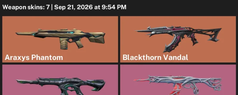 Valorant account inventory for LVL 145 · Araxys Phantom & Blackthorn Vandal & 7 Skins Araxys Phantom
