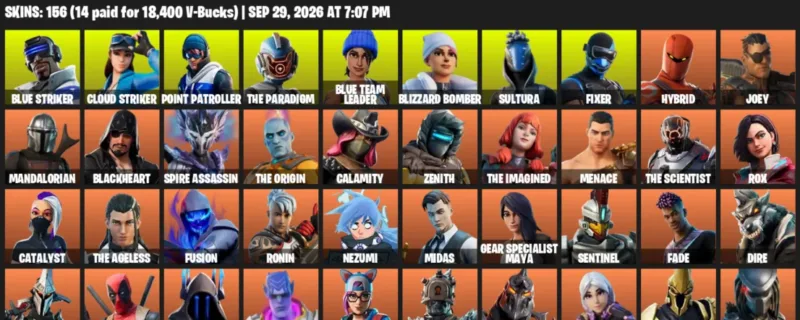 Fortnite account inventory for Blue Striker - Cloud Striker - 120 Outfits