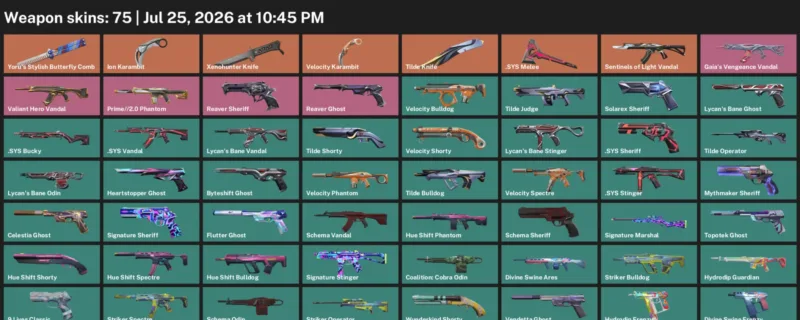 Valorant Accounts listing: LVL 233 · .SYS Melee & Ion Karambit · 75 Skins - Platinum 1, 75 skins