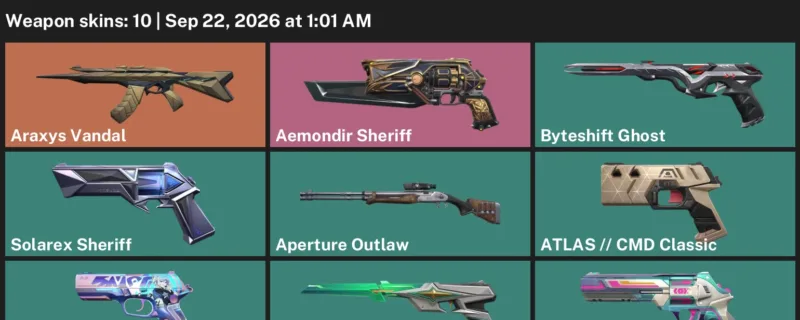 Valorant account inventory for LVL 140 · Araxys Vandal & 10 Skins Aemondir Sheriff