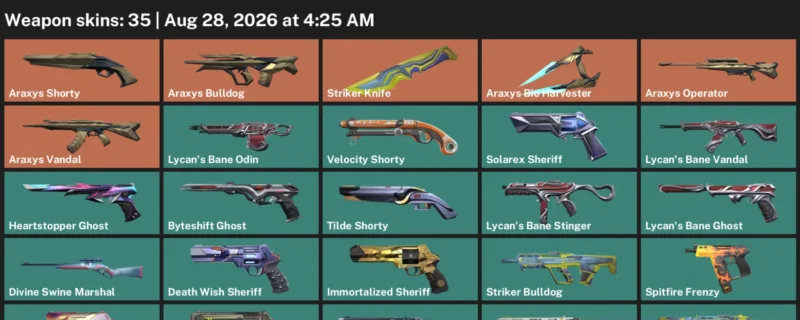 Valorant account inventory for LVL 253 · Araxys Vandal & Araxys Operator