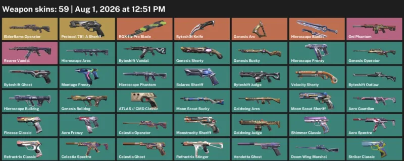 Valorant account inventory for LVL 303 · Byteshift Knife & RGX 11z Pro Blade & 59 Skins Byteshift Knife