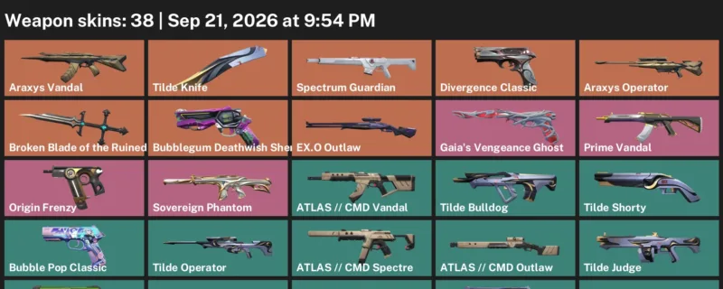 Valorant account inventory for LVL 128 · Araxys Vandal & Araxys Operator