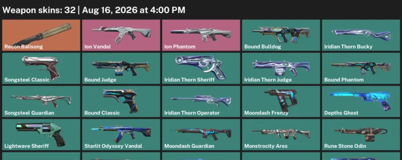 Valorant account inventory for LVL 44 · Ion Phantom & Bound Phantom