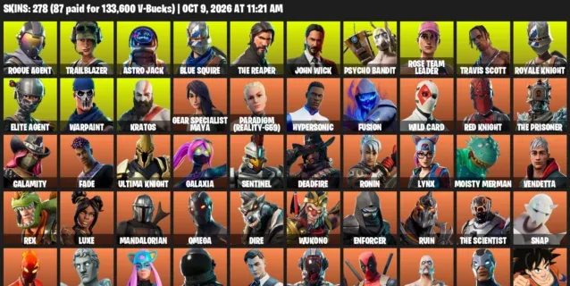 Fortnite account inventory for Rogue Agent - Trailblazer - 120 Outfits