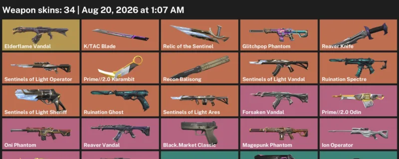 Valorant account inventory for LVL 42 · Reaver Knife & Tac Blade & Prime