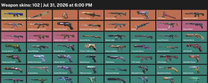 Valorant account inventory for LVL 671 · Blade of Chaos & Sys Vandal