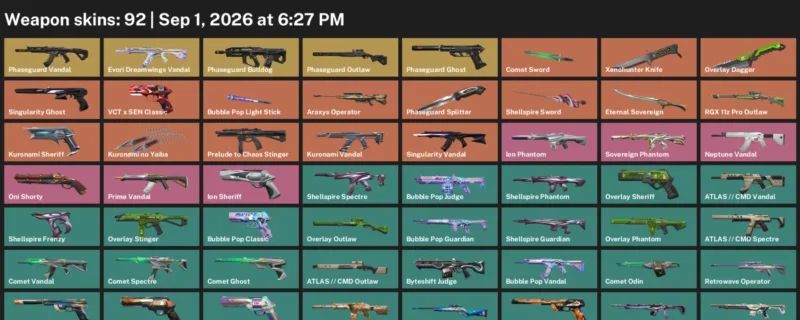 Valorant account inventory for LVL 125 · Xenohunter Knife & Overlay Dagger