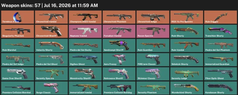 Valorant Accounts listing: LVL 293 · Ruin Dagger · 57 Skins - Gold 1, 57 skins
