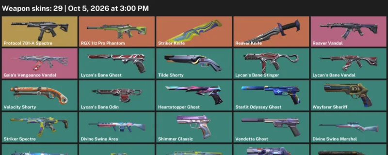 Valorant account inventory for LVL 177 · 29 Skins Reaver Knife & Reaver Knife & Striker Knife