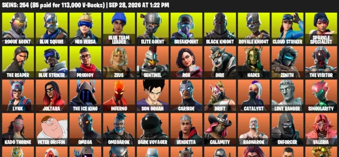 Fortnite account inventory for Rogue Agent - Blue Squire - 120 Outfits