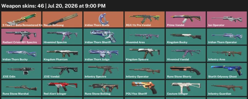 Valorant Accounts listing: LVL 103 · 5 Years // Beta Remastered Knife & Iridian Thorn Blade · 46 Skins - Gold 1, 46 skins