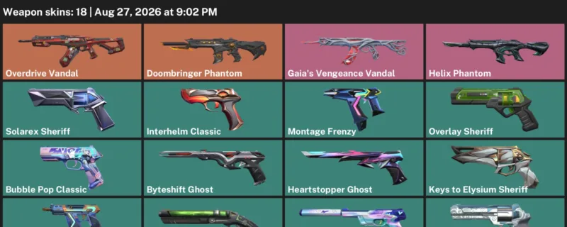 Valorant account inventory for LVL 207 · Doombringer Phantom & Gaia's Vengeance Vandal