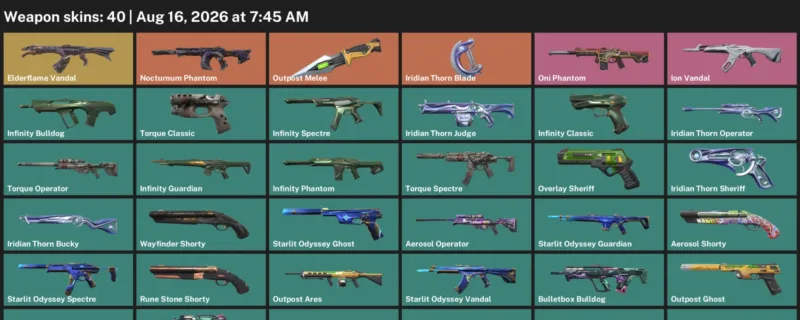 Valorant account inventory for LVL 80 · 40 Skins Iridian Thorn Blade
