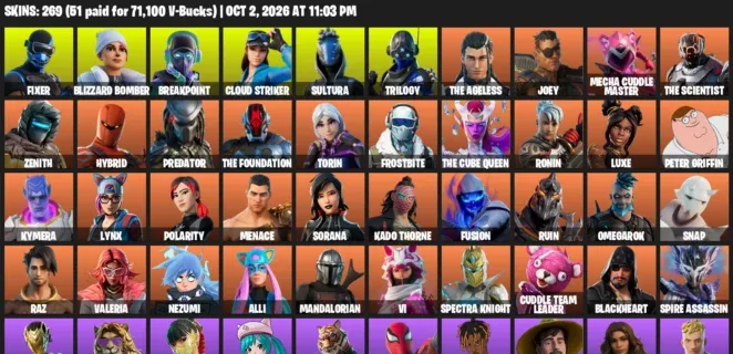 Fortnite account inventory for Fixer - Blizzard Bomber - 120 Outfits