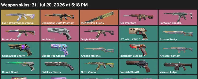 Valorant Accounts listing: LVL 322 · Artisan Bucky & Artisan Marshal · 31 Skins - Gold 3, 31 skins