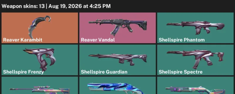 Valorant account inventory for LVL 39 · Reaver Karambit & Reaver Vandal
